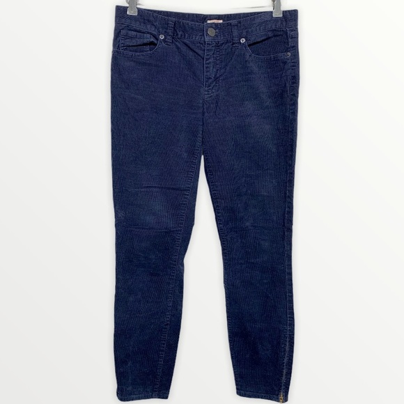 J.Crew Toothpick dark Blue  Zip Ankle Corduroy -28 - Picture 1 of 16